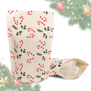 70g Christmas Stand Up Pouches - Off-White, Recyclable